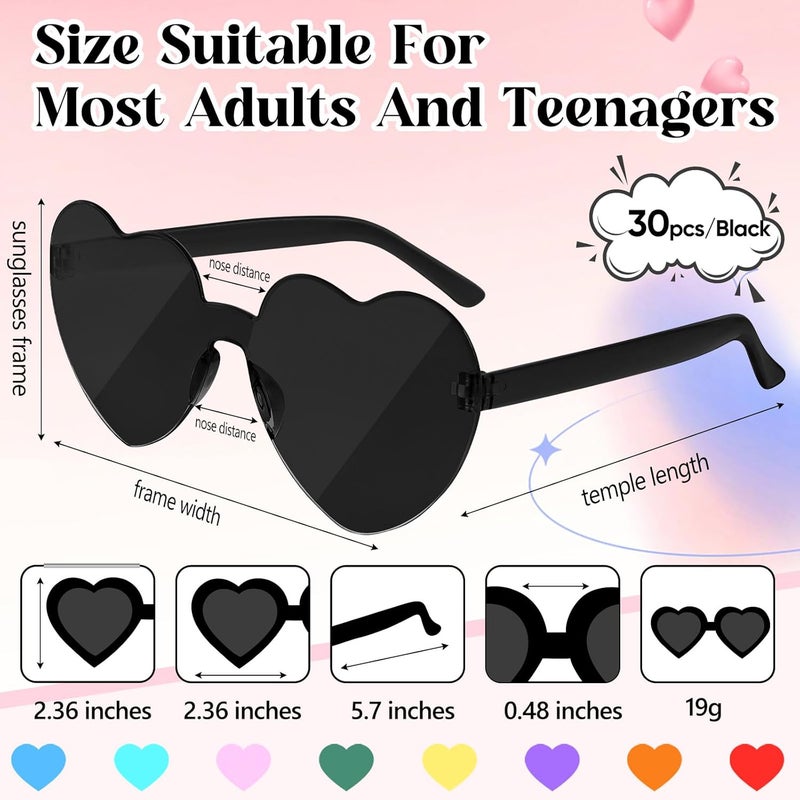 NACHLYNN 30 Pairs Heart Sunglasses Candy Color Heart Glasses Women Rimless Heart Shaped Sunglasses for Costumes Cosplay - Image 2
